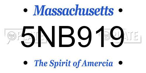 5NB919 Massachusetts License Plate