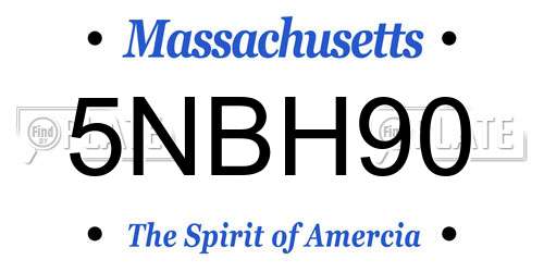5NBH90 Massachusetts License Plate