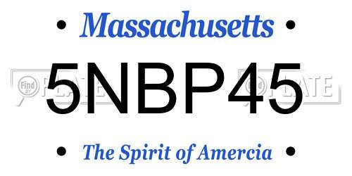 5NBP45 Massachusetts License Plate