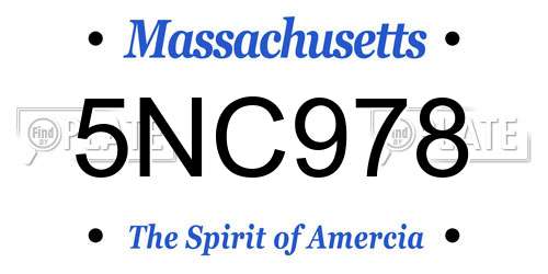 5NC978 Massachusetts License Plate