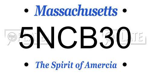 5NCB30 Massachusetts License Plate