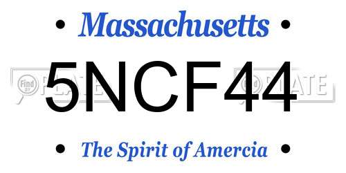 5NCF44 Massachusetts License Plate
