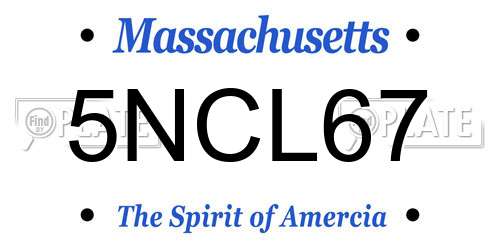 5NCL67 Massachusetts License Plate