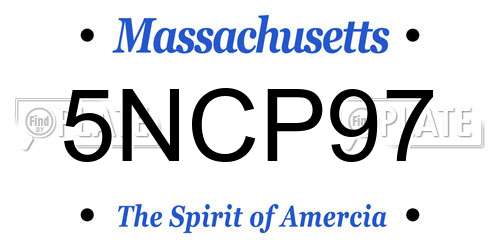 5NCP97 Massachusetts License Plate