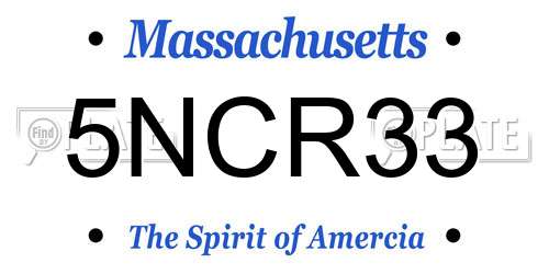 5NCR33 Massachusetts License Plate