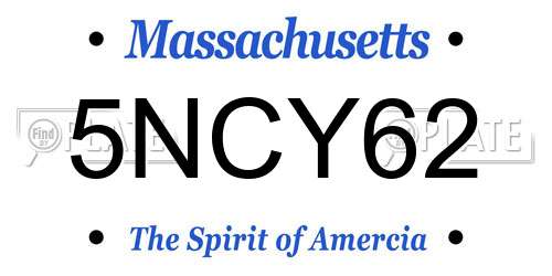 5NCY62 Massachusetts License Plate