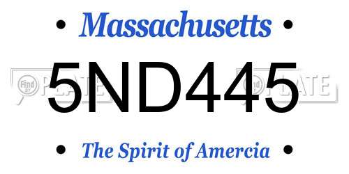 5ND445 Massachusetts License Plate