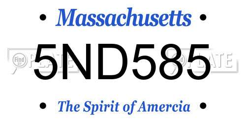 5ND585 Massachusetts License Plate