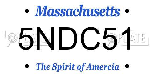 5NDC51 Massachusetts License Plate