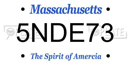 5NDE73 Massachusetts License Plate