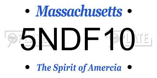 5NDF10 Massachusetts License Plate