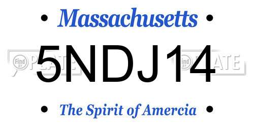 5NDJ14 Massachusetts License Plate