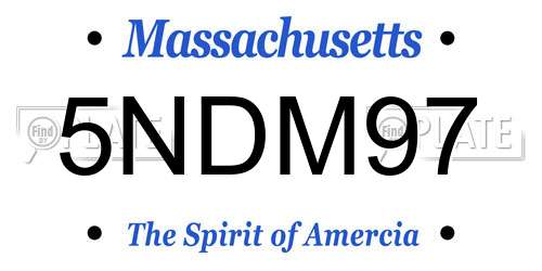 5NDM97 Massachusetts License Plate