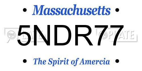 5NDR77 Massachusetts License Plate