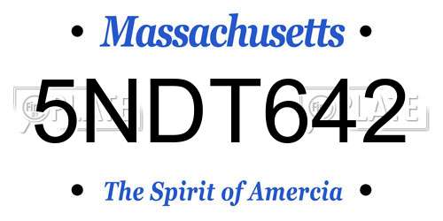 5NDT642 Massachusetts License Plate