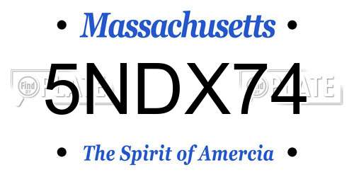 5NDX74 Massachusetts License Plate