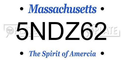 5NDZ62 Massachusetts License Plate