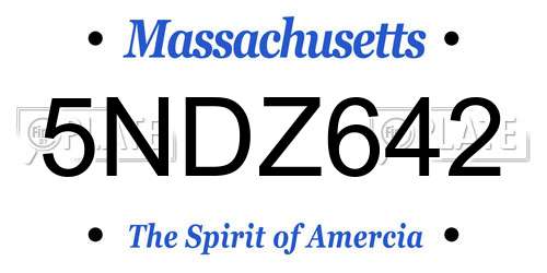 5NDZ642 Massachusetts License Plate