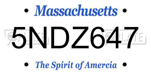 5NDZ647 Massachusetts License Plate