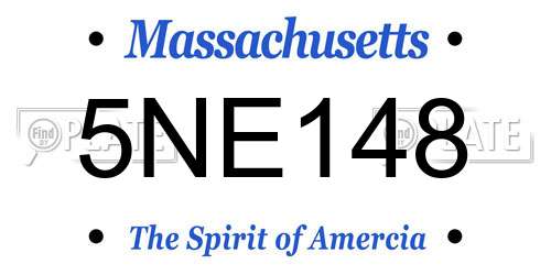 5NE148 Massachusetts License Plate