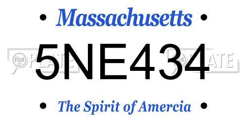 5NE434 Massachusetts License Plate