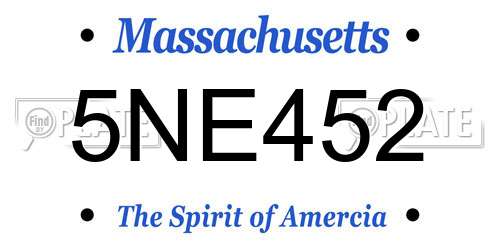 5NE452 Massachusetts License Plate