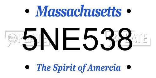 5NE538 Massachusetts License Plate