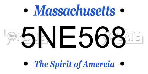 5NE568 Massachusetts License Plate