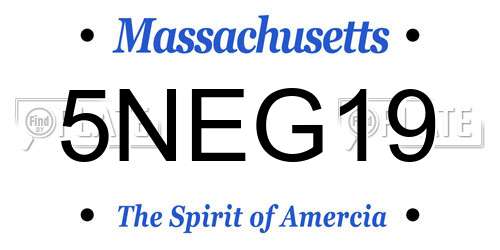 5NEG19 Massachusetts License Plate