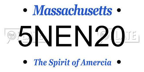 5NEN20 Massachusetts License Plate