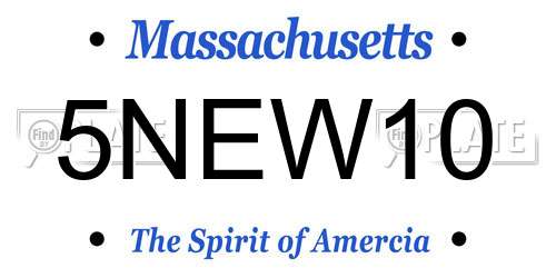 5NEW10 Massachusetts License Plate