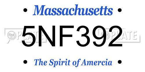 5NF392 Massachusetts License Plate