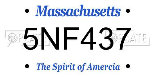 5NF437 Massachusetts License Plate