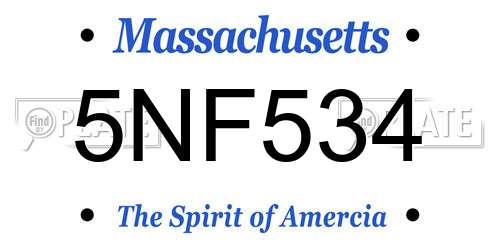 5NF534 Massachusetts License Plate