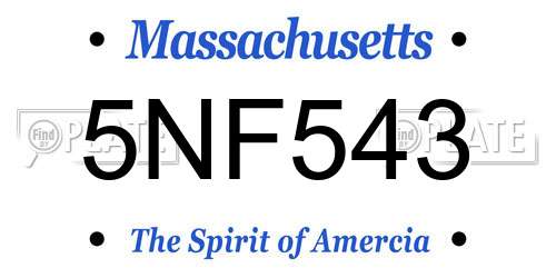 5NF543 Massachusetts License Plate