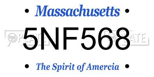 5NF568 Massachusetts License Plate