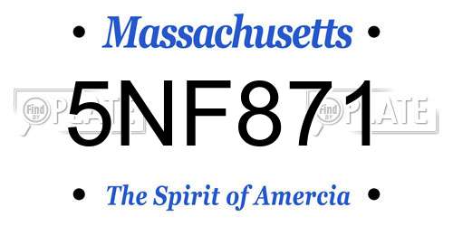 5NF871 Massachusetts License Plate