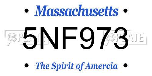 5NF973 Massachusetts License Plate