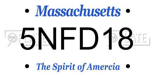 5NFD18 Massachusetts License Plate