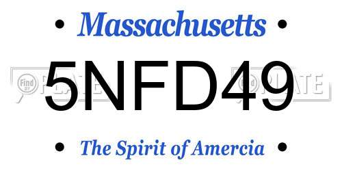 5NFD49 Massachusetts License Plate
