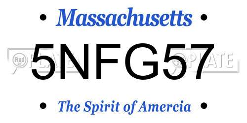 5NFG57 Massachusetts License Plate