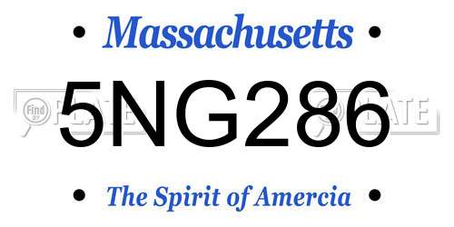 5NG286 Massachusetts License Plate