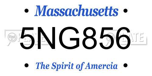 5NG856 Massachusetts License Plate