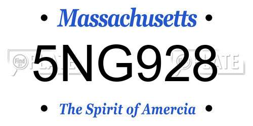 5NG928 Massachusetts License Plate