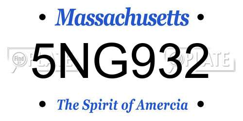 5NG932 Massachusetts License Plate