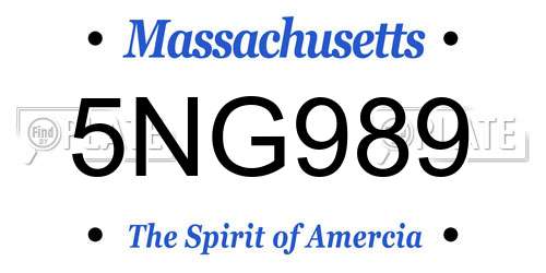 5NG989 Massachusetts License Plate