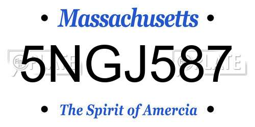 5NGJ587 Massachusetts License Plate