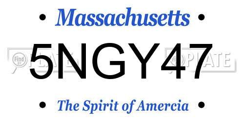 5NGY47 Massachusetts License Plate