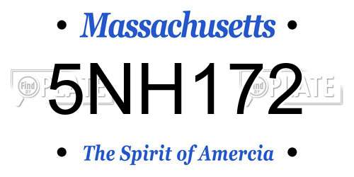 5NH172 Massachusetts License Plate