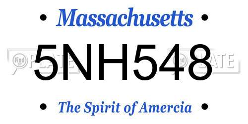 5NH548 Massachusetts License Plate